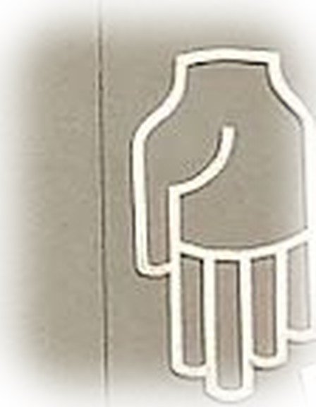 The open hand symbol carved into Plymouth Church's facade